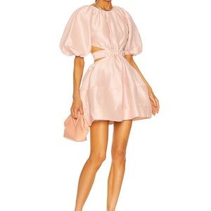 Aje. Psychedelia cutout mini dress blush color